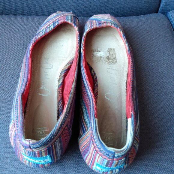 Toms Shoes Ballet Flats Size 9 Hippy Boho Folkwear Tribal Print - Picture 5 of 16